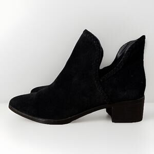 Lucky Brand Womens 9 Terisha Ankle Booties Shooties Black Suede Leather Slip On